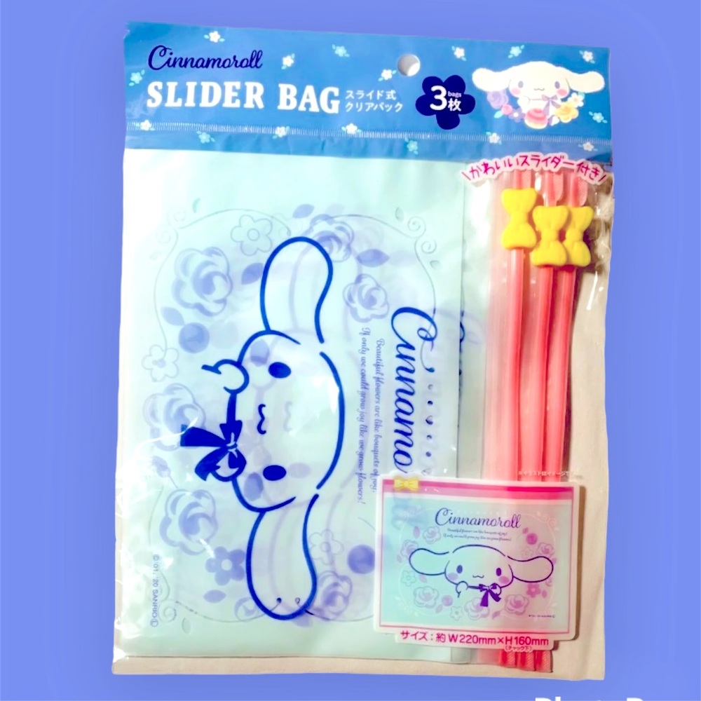 🎀✿。。・Hello Kitty Slider Bags-3 Per Item-Cinnamoroll-Sanrio-220mmx160mm-NEW! 🎀